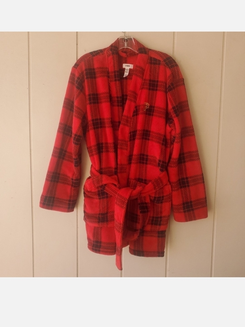 Victoria Secret Cozy Robe Plaid Warm Fleece Sleepwear Medium Red Festive